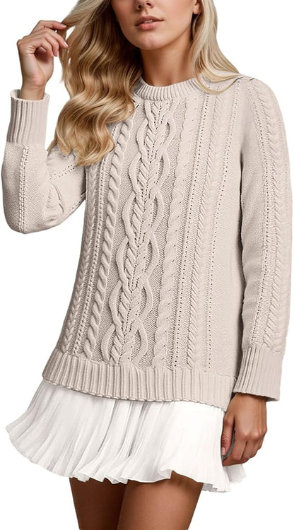 Robe Mini Douce En Maille Torsadée Et Mousseline De Soie, à Col Rond